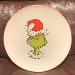 Grinch in Santa Hat Ceramic Christmas Dinner Plate